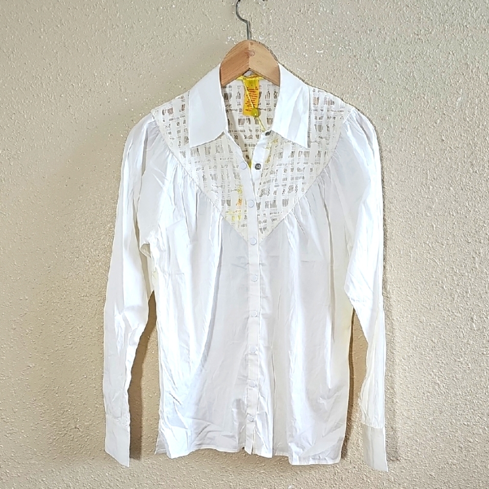 Catherine Malandrino White Lace Detail Blouse.